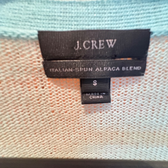 J Crew Blue Cardigan Sweater Jeweled Buttons, Pockets Size Small Italian Alpaca - Picture 4 of 10